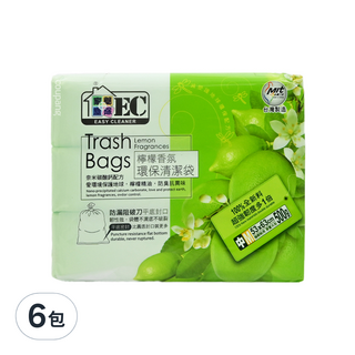 家簡塵除 香氛清潔袋 中 53*63cm 檸檬 500g 3捲, 20L, 6包
