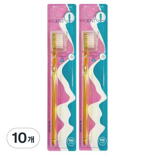위덴 사각헤드 교정 일반모 칫솔 옐로우 M, 1개입, 10개