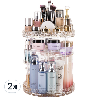 Full-Covered Quindia壓克力旋轉化妝品收納盒, 2個