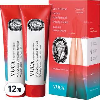 뷰카 클래식 더마 제모 왁싱크림 핑크 플로럴향, 12개, 170ml