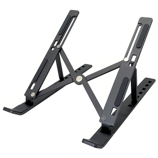 BANGJIASHI 筆電散熱架 鋁合金承重高 縷空設計快速散熱 多維度調節 鋁合金 單層, 1個, 黑色