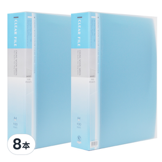 ECO Chungwoon PP材質透明文件夾 A4 100頁 天藍色, 8本