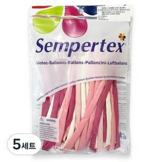 Sempertex 魔術氣球 260S 50入 組, 白色 + 柔和啞光粉 + 粉紅色 + 桃紅色, 5套