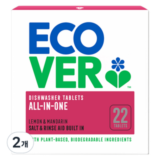 에코버 뉴 올인원 식기세척기세제 타블렛, 440g, 2개