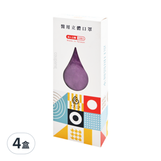 AQUA MASK 水舞生醫 PP系列 醫療用口罩 成人款 KF94, 波爾多紫, 10片, 4盒