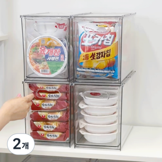 DEMIMOOD 壓克力 Purin 可堆疊式食品儲藏室整理盒 10L, 2個, 透明色