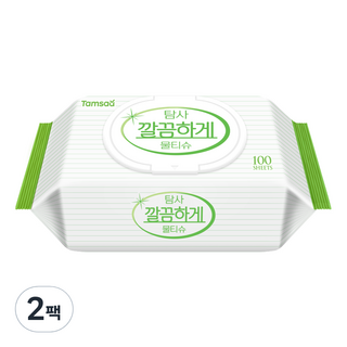 탐사 깔끔하게 물티슈 캡형 50g, 100매, 2개