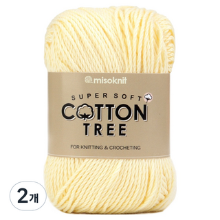 misoknit Cotton Tree 30支純棉編織線, 2個, 32 奶油黃
