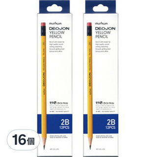 munhwA DEOJON 黃色鉛筆 5入, 16個, 2B