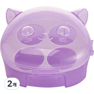 DS 貓咪粉撲海綿收納盒, 紫色, 2個