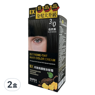 SOFEI 舒妃 EX. 何首烏護髮染髮霜, 3/0 自然黑, 2盒