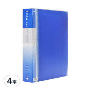 ECO Chungwoon PP材質透明文件夾 A4 100頁 藍色, 4本