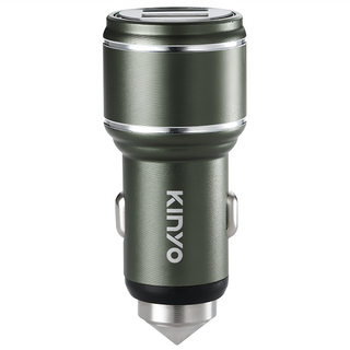 Kinyo 鋁合金USB車用充電器, CU53G, 軍綠
