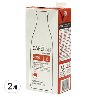 CAFE LAB 杏仁豆奶, 2個, 1L