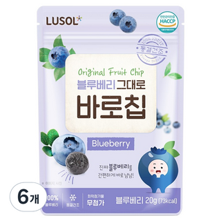 LUSOL 原味即食藍莓水果脆片, 20g, 6個