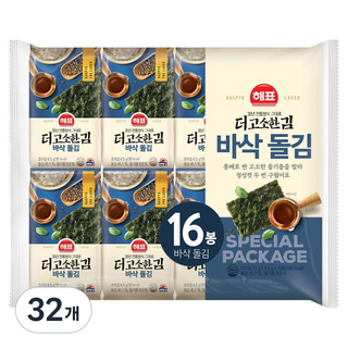 해표 더 고소한 김 바삭돌김, 4.5g, 32개