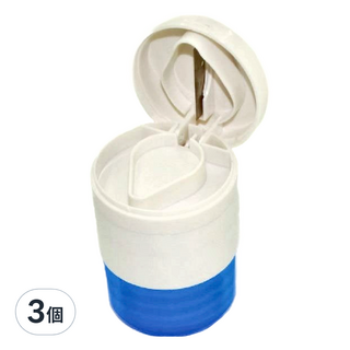 感恩使者 銀髮族用品 切藥磨藥兩用藥盒, 藍色, 直徑4.2cm, 高6.3cm, PP材質, 3個