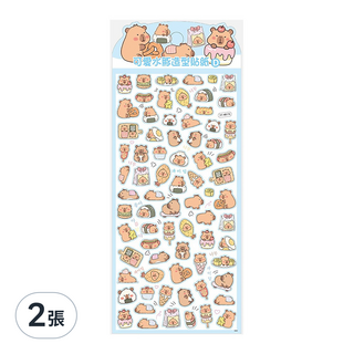 StarQ 明日工作室 可愛水豚造型貼紙 附可愛便簽 裝飾, 多色, 2張