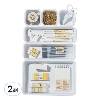 minono 米諾諾 櫥櫃多用途抽屜收納盒 分隔盒 多格收納 置物盒 餐具盒 文具盒 8個, 白色, 2組
