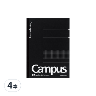 KOKUYO Campus 大人筆記方格 筆記本系列, 黑色 + 白色, 4本
