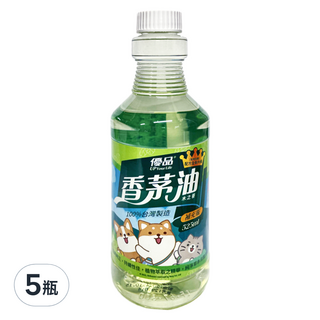 優品 香茅油 補充瓶 525ml 清新消臭 天然成分 台灣製造, 5瓶