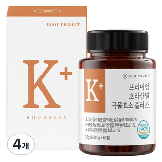 바디프로젝트 프리미엄 호라산밀 곡물효소 플러스 36g, 4개, 60정