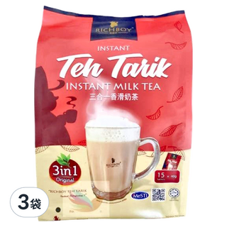 富家仔牌 南洋拉茶風味香滑奶茶三合一 經典原味 600g (15包), 40g, 3袋