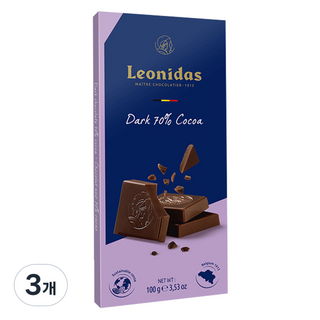 Leonidas 片狀黑巧克力, 100g, 3個