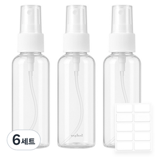 앙플랜트 베이직 스프레이 용기 120ml x 3p + 스티커 라벨 세트, 6세트, 화이트 + 투명