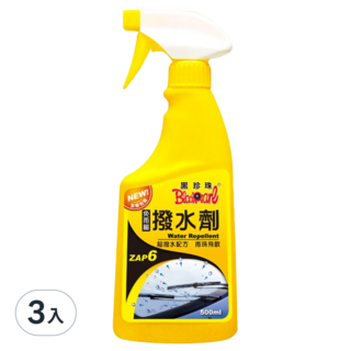 黑珍珠 玻璃撥水劑 500ml - 超撥水配方 免雨刷 汽車玻璃清潔保養, 3入