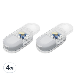 MOTEGA 兩段式便攜迷你切藥器 淺灰色, 4個