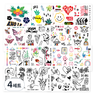 nail tree XOXO紋身貼紙 16張組, 混色, 4組