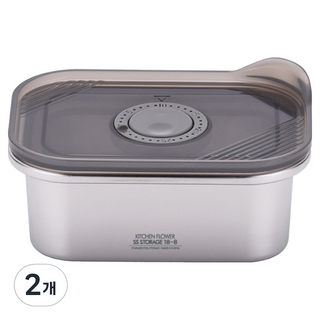 KITCHEN FLOWER 無研磨劑一鍵式304不鏽鋼保鮮盒 一般型, 2個, 400ml