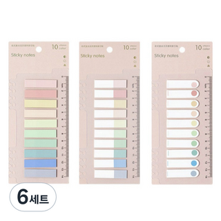 더깔끔 하이라이트 점착 메모지 플래그 인덱스 간편자 파스텔 세트, 혼합색상, 1200매입, 6세트