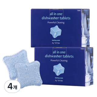 AVCA 多合一洗碗機用小蘇打洗滌錠 30入, 4個, 240g
