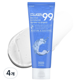 TENZERO 리얼 아쿠아 수딩 젤 콜라겐, 120ml, 4개