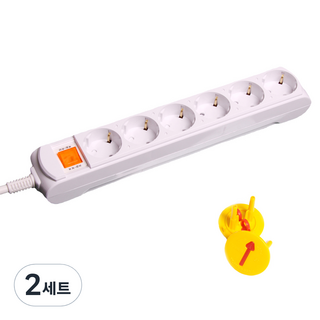 Gs&tap 整合節電型6孔延長線 GS-C16A6 + 隨機配送2入安全蓋, 2.5m, 單一顏色, 2套