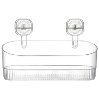 JOSIC 免打孔按壓式吸盤置物架, 1個, 透明色