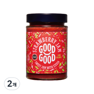 굿굿 저칼로리 스테비아 딸기잼, 330g, 2개