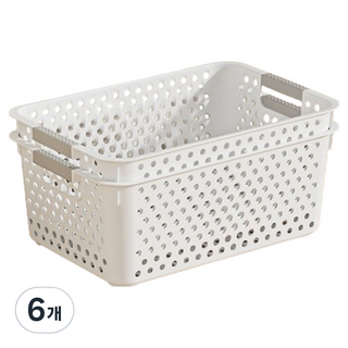 에이델라 잡동사니 멀티 수납 바구니, 화이트, 6개