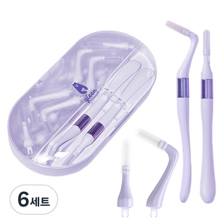 글린 치간칫솔 케이스 세트 SSS 그레이스퍼플, 6세트, 18개입, 0.7mm