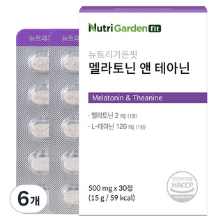 뉴트리가든핏 멜라토닌 앤 테아닌 15g, 6개, 30정