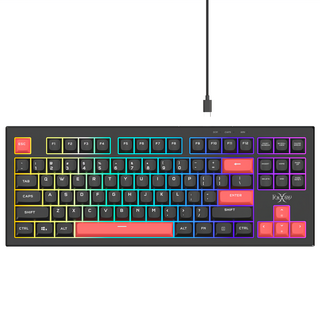 FOXXRAY 狐鐳 鬼焰TKL極致靜音電競鍵盤, 製造商軸, 黑紅色, FXR-BKL-S96