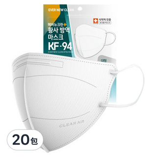 Ever New Clean 鳥嘴口罩 L KF94, 白色, 20包, 5片