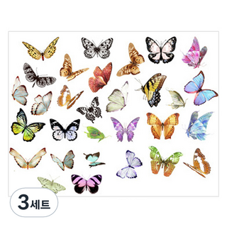 피어니스트 다이어리 꾸미기 빈티지 스티커 세트, 나비, 3세트