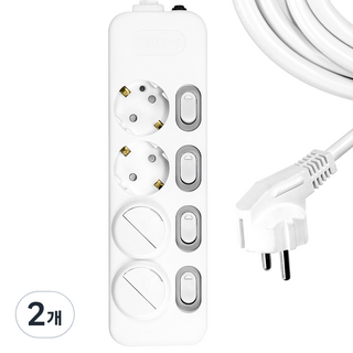 써지오 개별 스위치 멀티탭 4구 DH-1648-MT + 안전커버 2p, 5m, 혼합색상, 2개