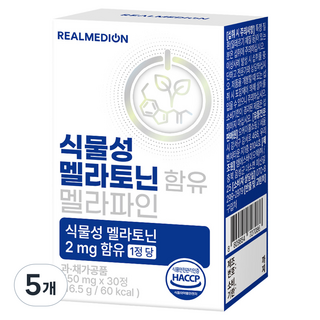 리얼메디온 식물성 멜라토닌 함유 멜라파인 16.5g, 5개, 30정