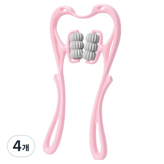 피앤케이 핸디 마사지기 목 어깨 경추 지압봉 수동 안마기, 4개, 핑크