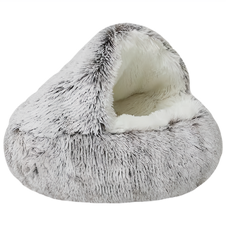 毛皇上 水晶絨貝殼窩, 1個, 咖啡棕