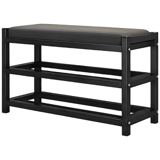 JF 家居 設計 高碳鋼三層穿鞋椅, 黑色, 3層